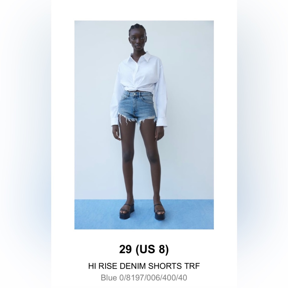 Zara Hi Rise Denim Shorts TRF Blue Size 8